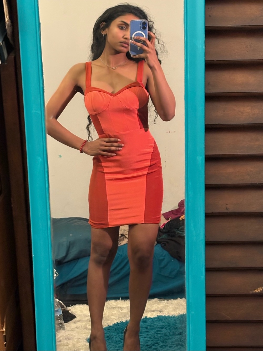 Rebecca Minkoff Two-Tone Coral Panel Mini Dress